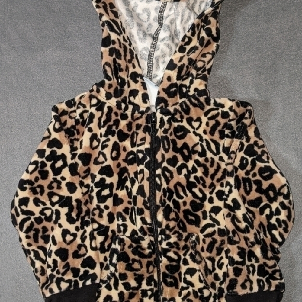 Toddler girls leopard print hooded jacket with pockets size 18 months